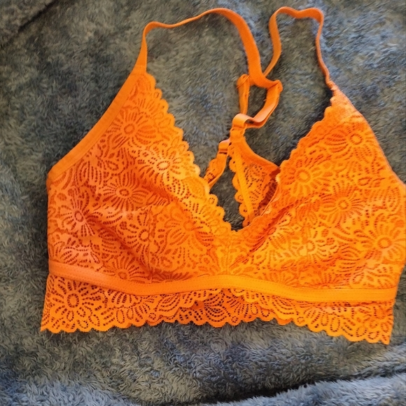 Auden Other - Auden Orange Floral Lace Unlined Bralette Size Medium NWOT